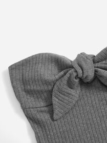 SHEIN EZwear 夏季套裝 實色露肩短上衣 - 灰色 - 查看 4