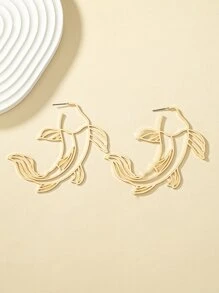 Bông tai hình cá thiết kế - Vàng - Xem 2