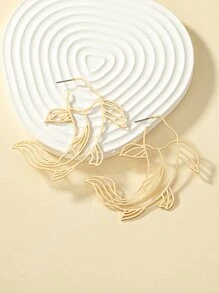 Bông tai hình cá thiết kế - Vàng - Xem 3