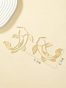 Bông tai hình cá thiết kế - Vàng - Xem 5