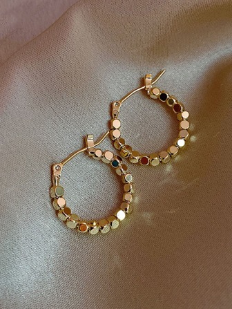 立方體裝飾圓耳環