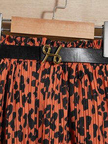 SHEIN Girls Leopard Print Belted Skirt - Multicolor - View 4