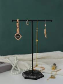 1入組鐵首飾類極簡大理石紋樣式珠寶塔 - 黑色 - 查看 1