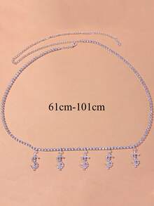 Rhinestone Dollar Decor Body Chain - Silver - View 3