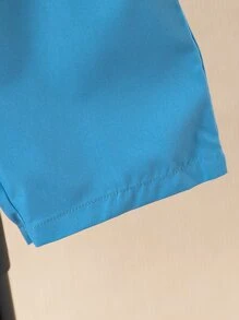 SHEIN 小男童鯊魚印花T恤和短褲 - 彩色 - 查看 5