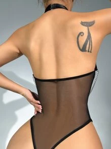 Đồ lót gợi cảm Nữ Chuỗi Nhẫn màu trơn - màu đen - Xem 4