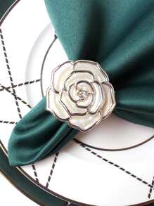 2pcs/set Plastic Napkin Ring, Creative Flower Decor Napkin Holder Ring For Dining Table - White - View 1