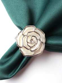 2pcs/set Plastic Napkin Ring, Creative Flower Decor Napkin Holder Ring For Dining Table - White - View 2