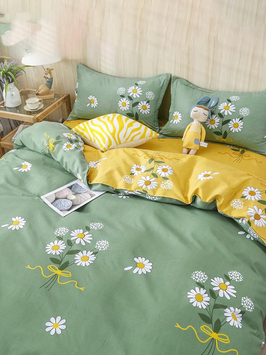 小雛菊被套套裝內頁芯 - 綠色 - 查看 1
