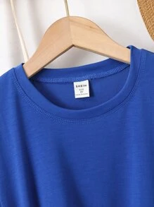 Girls Slogan Graphic Tee & Shorts - Royal Blue - View 3