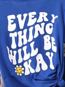 Girls Slogan Graphic Tee & Shorts - Royal Blue - View 4