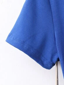 Girls Slogan Graphic Tee & Shorts - Royal Blue - View 5