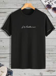 Manfinity Homme Men Letter Graphic Tee - Black - View 4