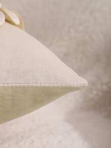 1入組花小絨球靠墊套不附帶墊芯超細纖維抱枕套 - 杏色 - 查看 4