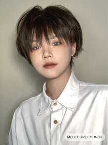 alicegarden 1 件棕色合成耐热短假发，10 英寸长，全机器编织日常自然逼真假发（不包括配件） - 棕色 - 查看 3