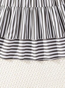 SHEIN Chicas Vestido con cinturón con estampado de rayas bajo con fruncido - Multicolor - Ver 6