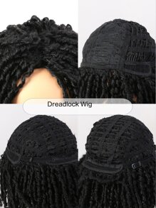 Afro Short Dreadlock Twist Synthetic Wig - Black - View 8