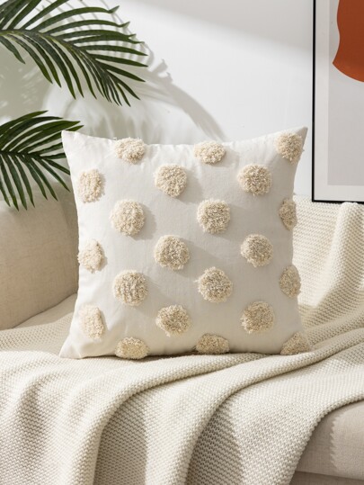1pc Fiber Cushion Cover Without Filler, Swiss Dot Decorative Throw Pillow Case For Sofa