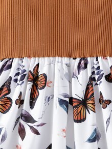 SHEIN Tween Girl Butterfly Print Bow Shoulder Cami Dress - Multicolor - View 4