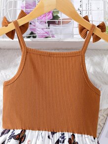 SHEIN Tween Girl Butterfly Print Bow Shoulder Cami Dress - Multicolor - View 5