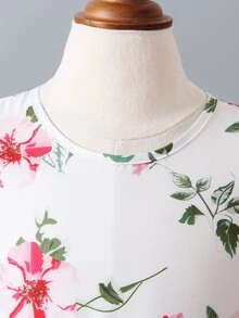 小女童印花層疊下擺繫腰帶連衣裙 - 白色 - 查看 4