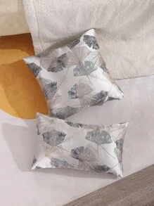 1入組編織織物靠墊套不附帶墊芯銀杏葉圖案裝飾抱枕套適用於沙發 - 彩色 - 查看 5