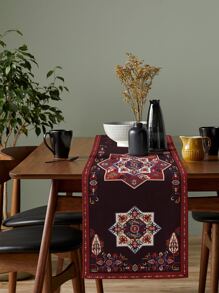 1pc Geometric Pattern Table Runner, Boho Polyester Kitchen Table Runner For Home - Multicolor - View 3