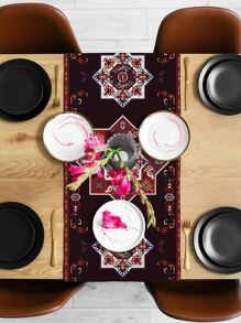 1pc Geometric Pattern Table Runner, Boho Polyester Kitchen Table Runner For Home - Multicolor - View 4