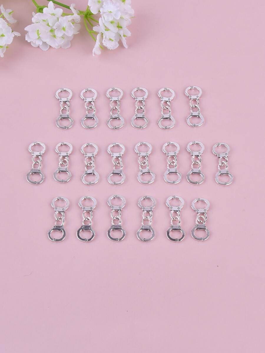 20pcs/set metal Toy Handcuff DIY Pendant - Ancient Silver - View 1