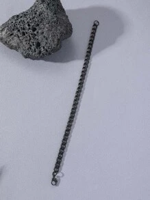 Men Minimalist Chain Bracelet - Gun Black - View 2