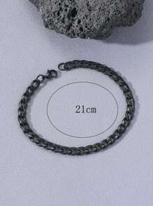 Men Minimalist Chain Bracelet - Gun Black - View 4