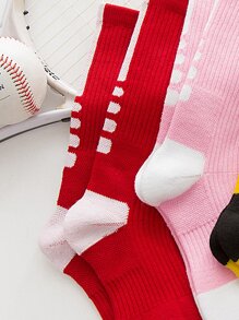 Two Tone Sports Basketball Socks - Red - View 3
