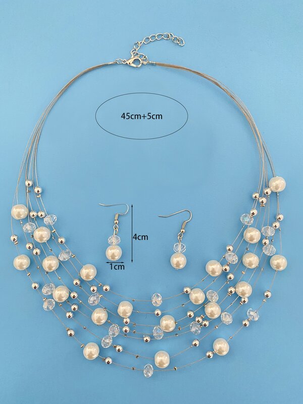 3pcs/set Faux Pearl Decor Jewelry Set SHEIN USA
