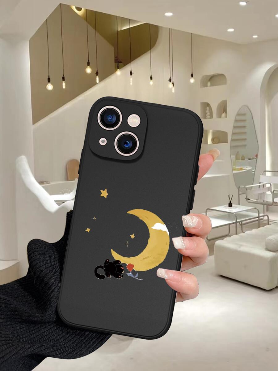 Cartoon Cat Print Phone Case - Multicolor - View 1