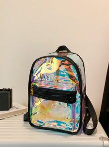 Mochila holográfico con bolsillo delantero - Negro - Ver 1