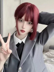 1 extensión de cabello liso sintético resistente al calor de 24 pulgadas de largo en estilo de corte princesa con gorro de peluca rojo rosa, aspecto suave y natural, adecuado para uso diario