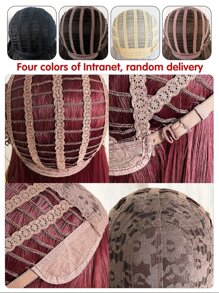 1 extensión de cabello liso sintético resistente al calor de 24 pulgadas de largo en estilo de corte princesa con gorro de peluca rojo rosa, aspecto suave y natural, adecuado para uso diario
