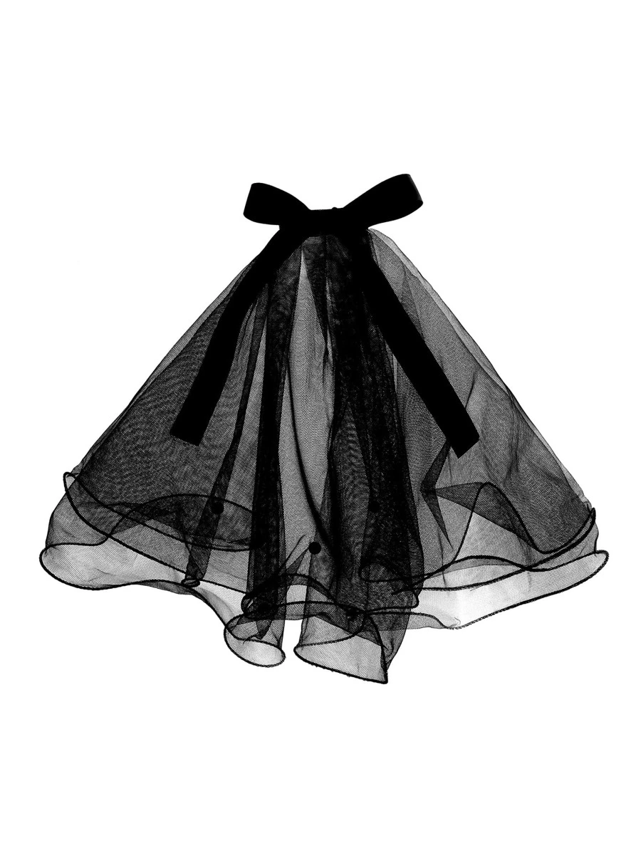 1pc Bow Decor Pet Head Piece - Black - View 1