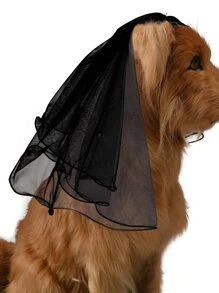 1pc Bow Decor Pet Head Piece - Black - View 2