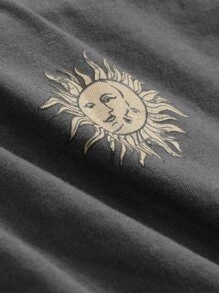 DAZY 太陽印花圓領t恤 - 深灰色 - 查看 3