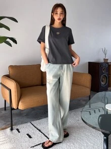 DAZY 太陽印花圓領t恤 - 深灰色 - 查看 4