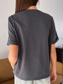 DAZY 太陽印花圓領t恤 - 深灰色 - 查看 6