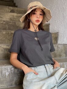 DAZY 太陽印花圓領t恤 - 深灰色 - 查看 7