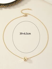 Letter Detail Square Charm Necklace - Multicolor - View 4