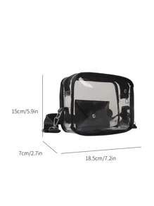 Mini Clear Crossbody Bag Adjustable-Strap Square Bag With Purse Stadium Approved 12*12*6 Clear Transparent Purse Bag For Concerts Sports Events Festivals - Black - View 3