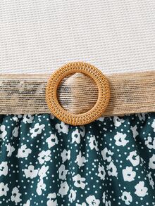 SHEIN 女孩碎花荷葉邊半身裙