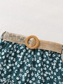 SHEIN 女孩碎花荷葉邊半身裙