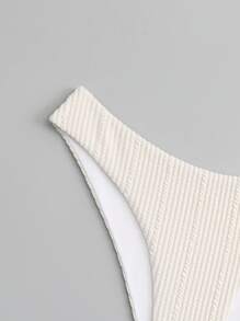 SHEIN Swim Summer Beach Plain Ribbed Knit Bikini Bottom - White - View 4