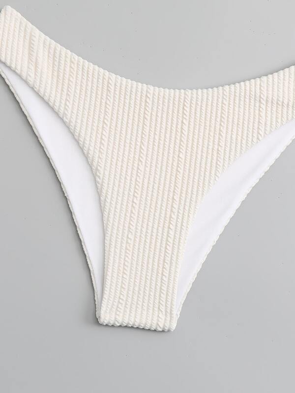 Plain Ribbed Knit Bikini Bottom SHEIN USA