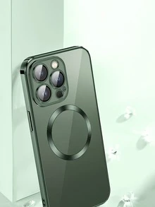 New CD Hollow Inbuilt Lens Protective Case Compatible With IPhone 16/16Pro/16Promax/16E, Magnetic Anti-Drop Soft Phone Protective Cover Case For Women - Dark Green - View 4